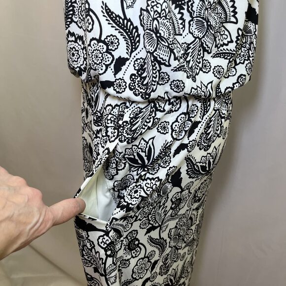 London Times halter wide crop leg blouson floral print jumpsuit women sz 12 - Picture 9 of 14